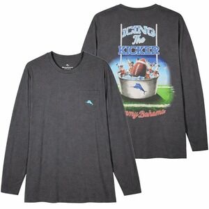 Tommy Bahama T Shirt Mens 2XLB Gray Icing the Kicker Football Graphic Coastal